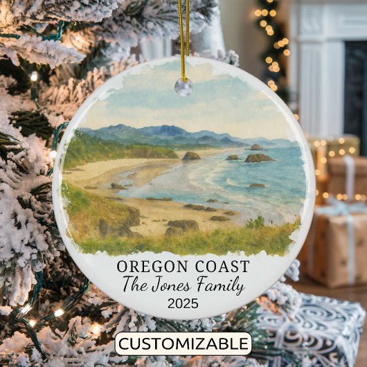 Personalized Oregon Coast Ornament, Oregon セラミックオーナメント
