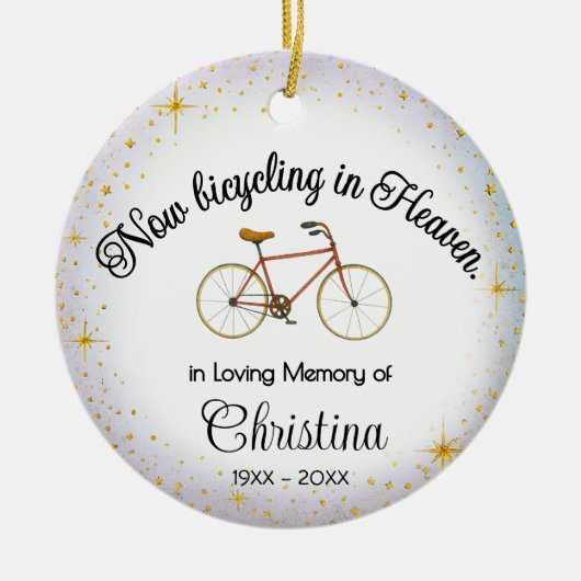 Personalized Ornament | Bicyclist "In Memory" セラミックオーナメント (正面)