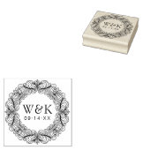 Personalized Ornate Wreath Wedding Monogram & Date ラバースタンプ (押印)