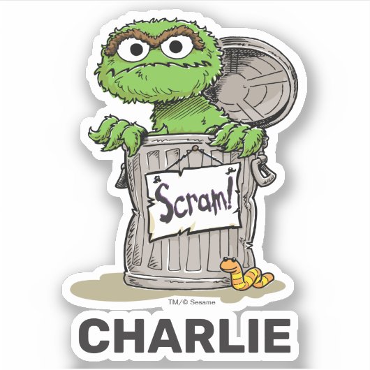 Personalized Oscar the Grouch Scram シール (正面)