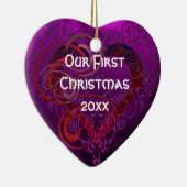 Personalized Our First Christmas Heart Ornament セラミックオーナメント (右)