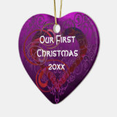 Personalized Our First Christmas Heart Ornament セラミックオーナメント (左)