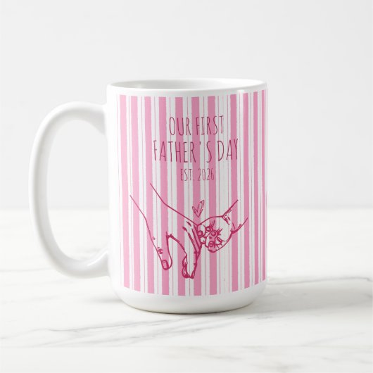 Personalized Our First Father's Day Mug コーヒーマグカップ (左)