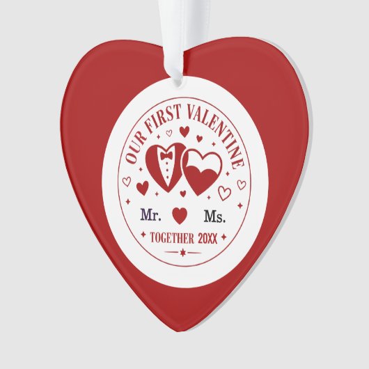 Personalized "Our First Valentine" Mr. & Ms.  オーナメント (正面)
