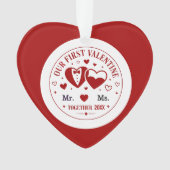 Personalized "Our First Valentine" Mr. & Ms.  オーナメント (正面)