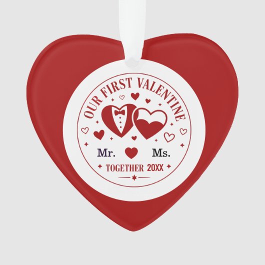 Personalized "Our First Valentine" Mr. & Ms.  オーナメント (正面)