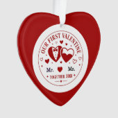 Personalized "Our First Valentine" Mr. & Ms.  オーナメント (正面)