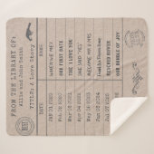 Personalized "Our Love Story" Library Card シェルパブランケット (正面(横))