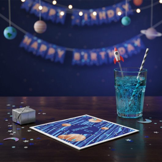 Personalized Outer Space Galaxy Birthday スタンダードカクテルナプキン