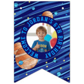 Personalized Outer Space Galaxy Kids Photo バンティングフラッグ (第1の旗)