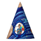 Personalized Outer Space Galaxy Photo Birthday  パーティーハット (正面)