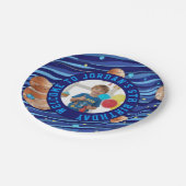 Personalized Outer Space Galaxy Photo Birthday  ペーパープレート (アングル)