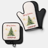 Personalized Oven Mitt and Pot Holders Set 鍋つかみ&鍋敷きセット (正面/裏面)