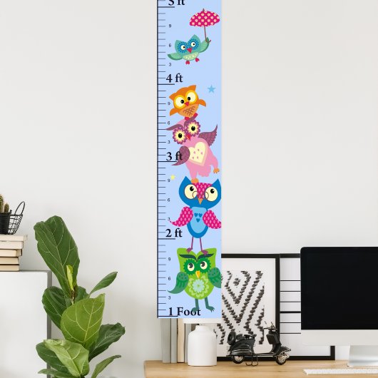Personalized owls Growth Chart ポスター (ホームオフィス)