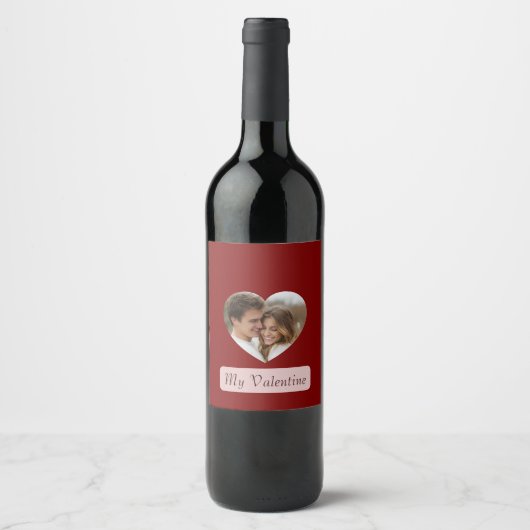 Personalized Own Couple Photo Love Beverage Labels ワインラベル (正面)