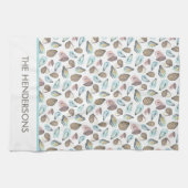 Personalized Oyster Tea Towel, Family Name キッチンタオル (横)