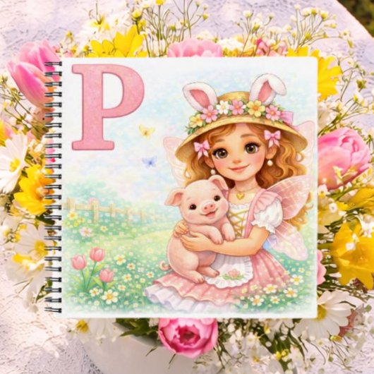 Personalized P Pig Gift for Girls ノートブック