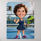 Personalized Paddle/Pickleball Star Caricature Art ポスター (正面)