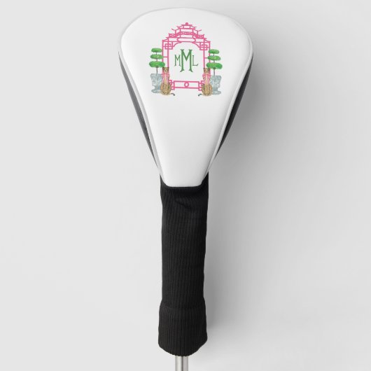 Personalized Pagoda Monogram golf head cover ゴルフヘッドカバー (正面)