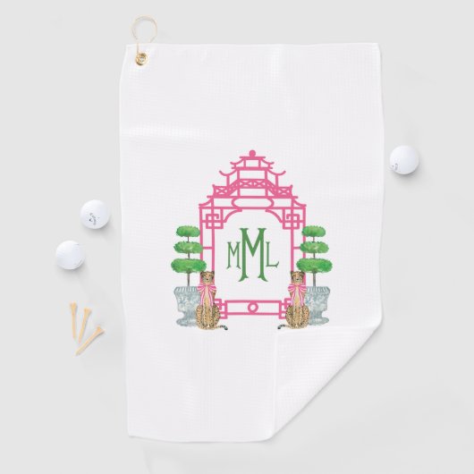 Personalized Pagoda Monogram iPhone 16 tough case ゴルフタオル (インサイチュ)