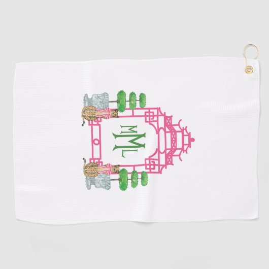 Personalized Pagoda Monogram iPhone 16 tough case ゴルフタオル (横)