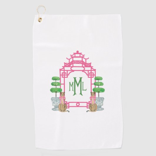 Personalized Pagoda Monogram iPhone 16 tough case ゴルフタオル (正面)