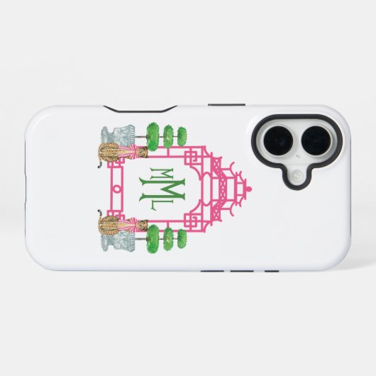 Personalized Pagoda Monogram iPhone 16 tough case 16ケース (裏面横)