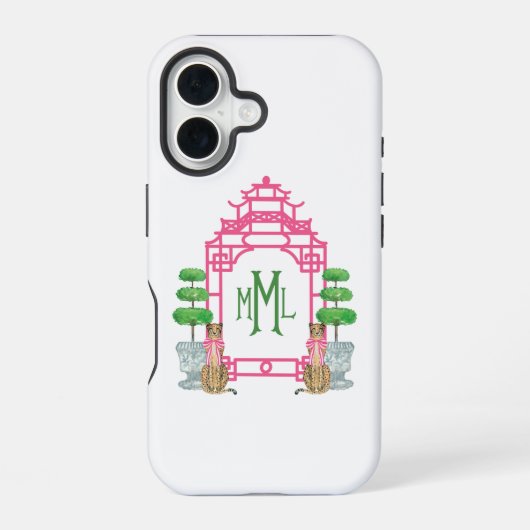 Personalized Pagoda Monogram iPhone 16 tough case 16ケース (裏面)