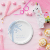 Personalized pale blue beach wedding party plates ペーパープレート (パーティー)