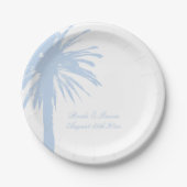 Personalized pale blue beach wedding party plates ペーパープレート (正面)