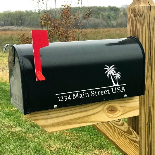 Personalized Palm Tree Mailbox Decal:Custom Street バンパーステッカー