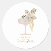 Personalized Palms and Prosecco bridal shower ラウンドシール (正面)