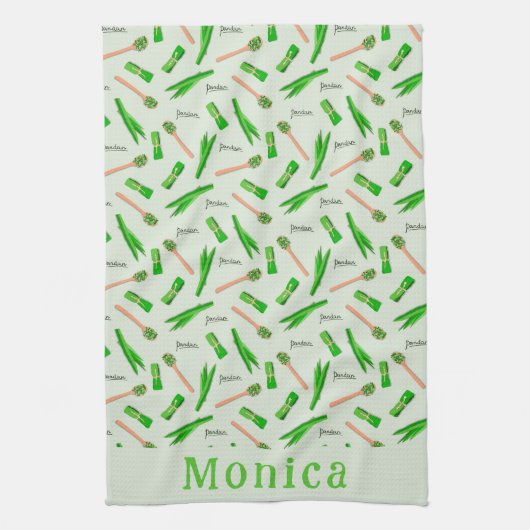 Personalized Pandan Leaf  キッチンタオル (縦)