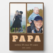 Personalized Papa Plaque – Grandkids Names & Photo フォトプラーク (正面)