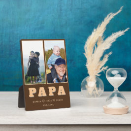 Personalized Papa Plaque – Grandkids Names & Photo フォトプラーク