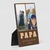 Personalized Papa Plaque – Grandkids Names & Photo フォトプラーク (側面)