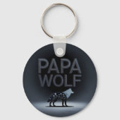 Personalized Papa Wolf Nature Silhouette キーホルダー (正面)