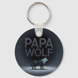 Personalized Papa Wolf Nature Silhouette キーホルダー