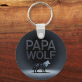 Personalized Papa Wolf Nature Silhouette キーホルダー (正面)