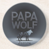Personalized Papa Wolf Nature Silhouette コースター (正面)
