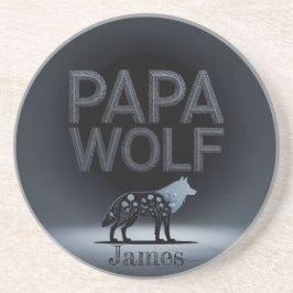 Personalized Papa Wolf Nature Silhouette コースター