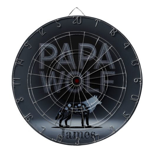 Personalized Papa Wolf Nature Silhouette ダーツボード (正面)