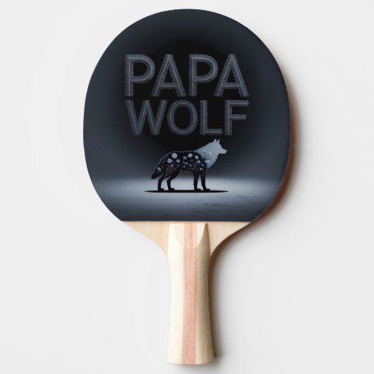 Personalized Papa Wolf Nature Silhouette 卓球ラケット (裏面)