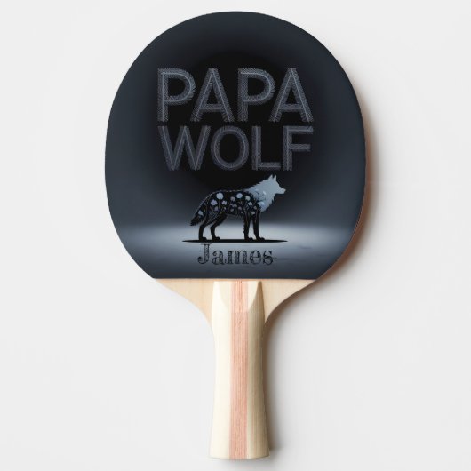 Personalized Papa Wolf Nature Silhouette 卓球ラケット (正面)