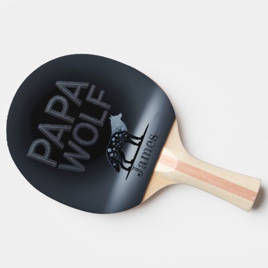Personalized Papa Wolf Nature Silhouette 卓球ラケット (横)