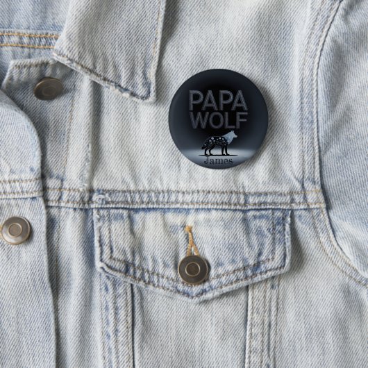 Personalized Papa Wolf Nature Silhouette 缶バッジ (インサイチュ)
