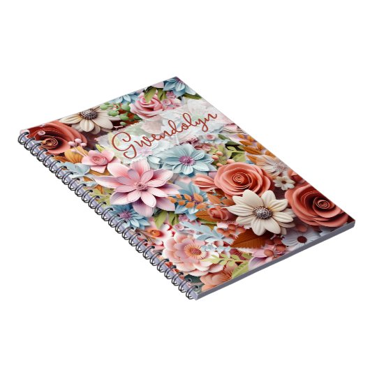 Personalized Paper Flowers spiral bound ノートブック (右側)