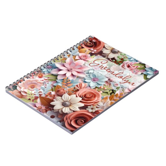 Personalized Paper Flowers spiral bound ノートブック (左側)