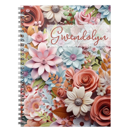 Personalized Paper Flowers spiral bound ノートブック (正面)