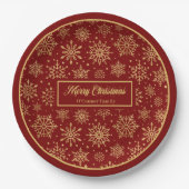Personalized Paper Plates Red Gold Luxe Christmas  ペーパープレート (正面)